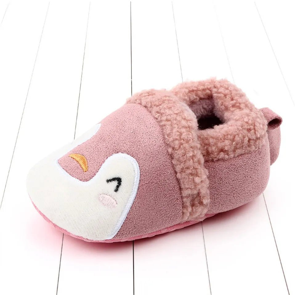 Cartoon character variant of Knit Baby Slippers, cheerful crib shoes for baby daily dressing and nursery time.