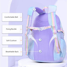 Korean-Style Girls Elementary Backpack waterproof purple design with comfort straps for daily school wear.