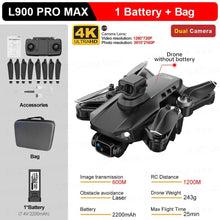 L900 Pro Max GPS Drone kit with battery and bag shown from a third angle.