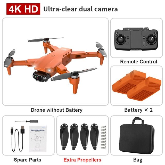 L900 Pro SE Drone in orange with propellers and carrying case for travel-ready flying.