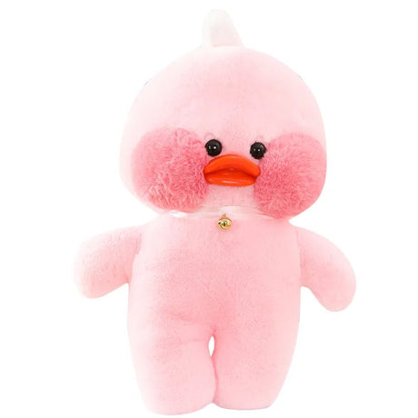 Pink plush toy with a round body and face.