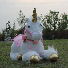 Large 85cm Unicorn Plush soft toy with gold hoof detail for cuddly comfort, nursery styling, and party gifting.