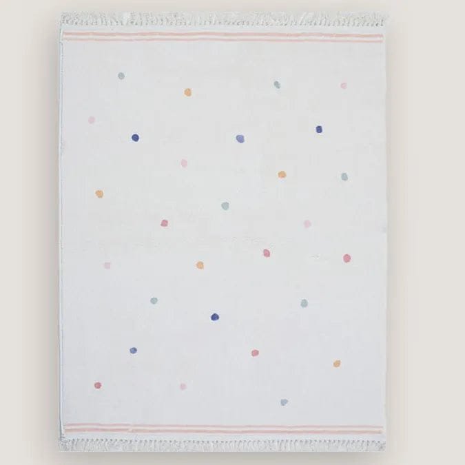 Folded blanket with a colorful polka dot pattern