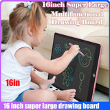 Child using a 16-inch super large drawing board with pink border