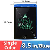 8.5-inch blue digital drawing tablet with measurements.