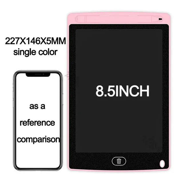 LCD Writing Tablet 8.5 inch display screen size guide for kids graffiti sketchpad toy.