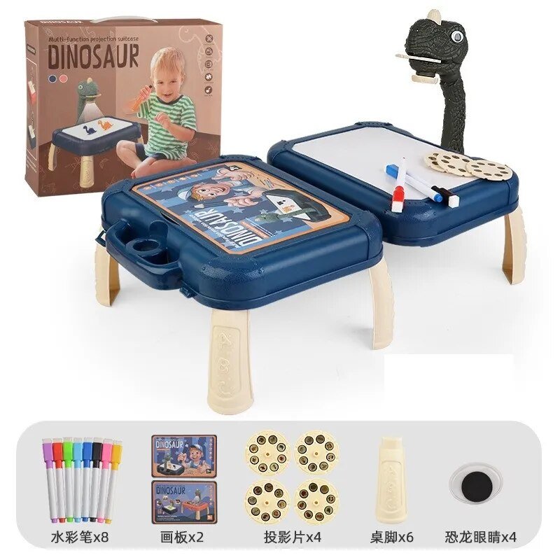LED Projector Kids Drawing Table with a dinosaur theme for imaginative play.