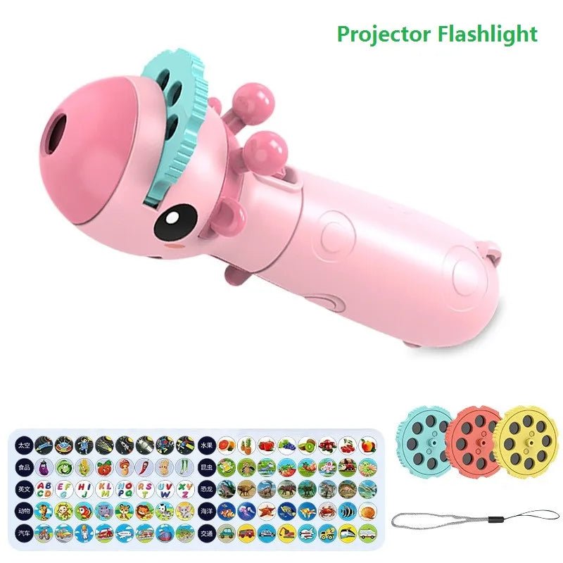 LED Projector Flashlight in pink with interchangeable lenses for varied tracing designs.
