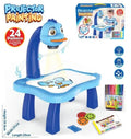 LED Projector Painting Toy in blue duck design with accessories for gifting.
