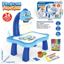 LED Projector Painting Toy Set with blue projector for creative kids drawing.