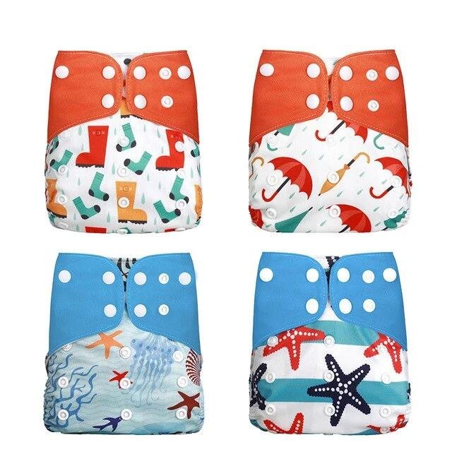 Four colorful children's diapers with different patterns (option 2)