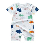 Baby romper with colorful animal pattern