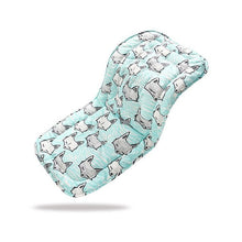 Lightweight cat print cotton stroller pad for a comfortable baby seat that folds easily into the pram basket.