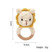 Lion Crochet Wooden Teether rattle variant for teething relief and encouraging hand-eye coordination in infants.