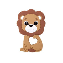 Lion Silicone Teether in brown solid color design for baby-safe teething comfort and play.