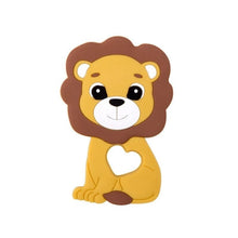 Lion Silicone Teether in brown and yellow two-tone design for baby-safe teething relief.