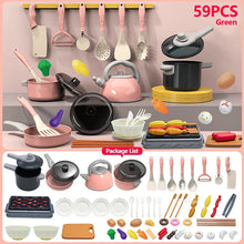 Set of 59pcs green kitchen utensils and cookware with packaging list 