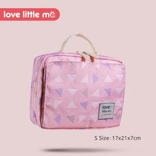 Love Little Me Portable Baby Diaper Bag pink geometric pouch for nappy changing kits.