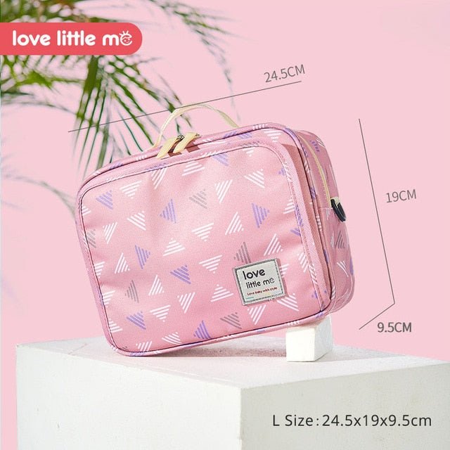 Love Little Me Portable Baby Diaper Bag pink patterned pouch for maternity bag organization.