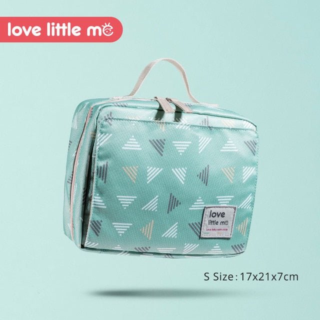 Love Little Me Portable Baby Diaper Bag small green pouch for compact baby accessories.