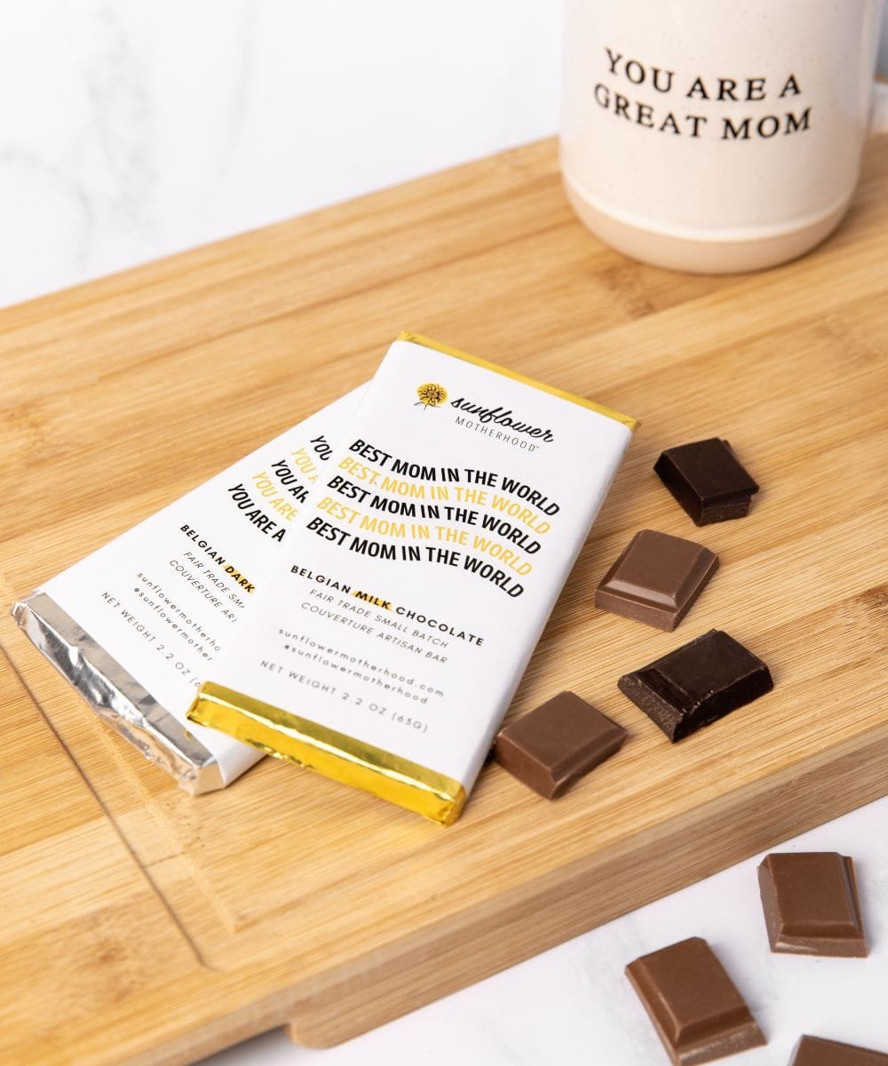 Chocolate bar with a 'You are a Great Mom' mug.