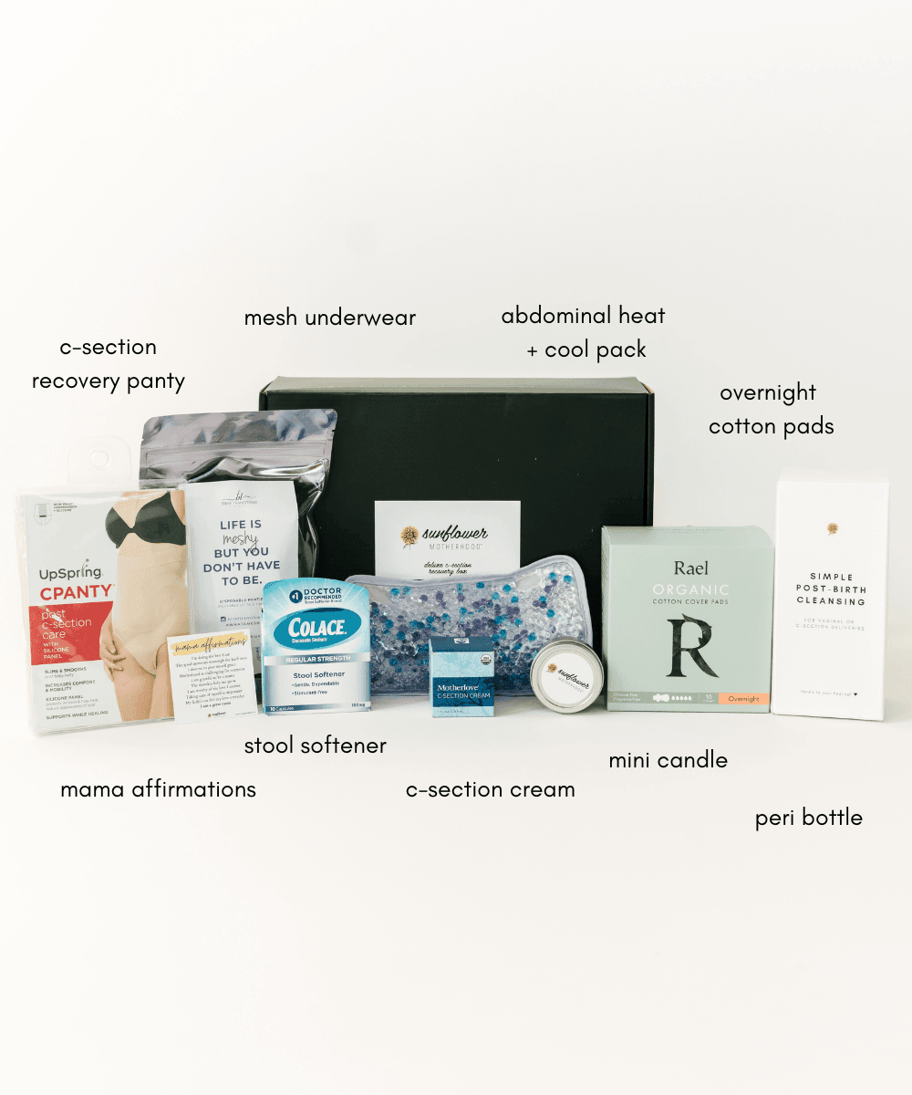 Collection of postpartum care items.