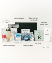 Collection of postpartum care items.