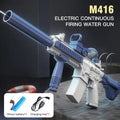 M416 electric water gun with accessories for summer splash parties, garden play, and pool games.