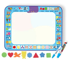Magic Water Drawing Mat, childrens drawing mat with alphabet and numbers, featuring a pen, for gifting to toddlers and preschoolers.