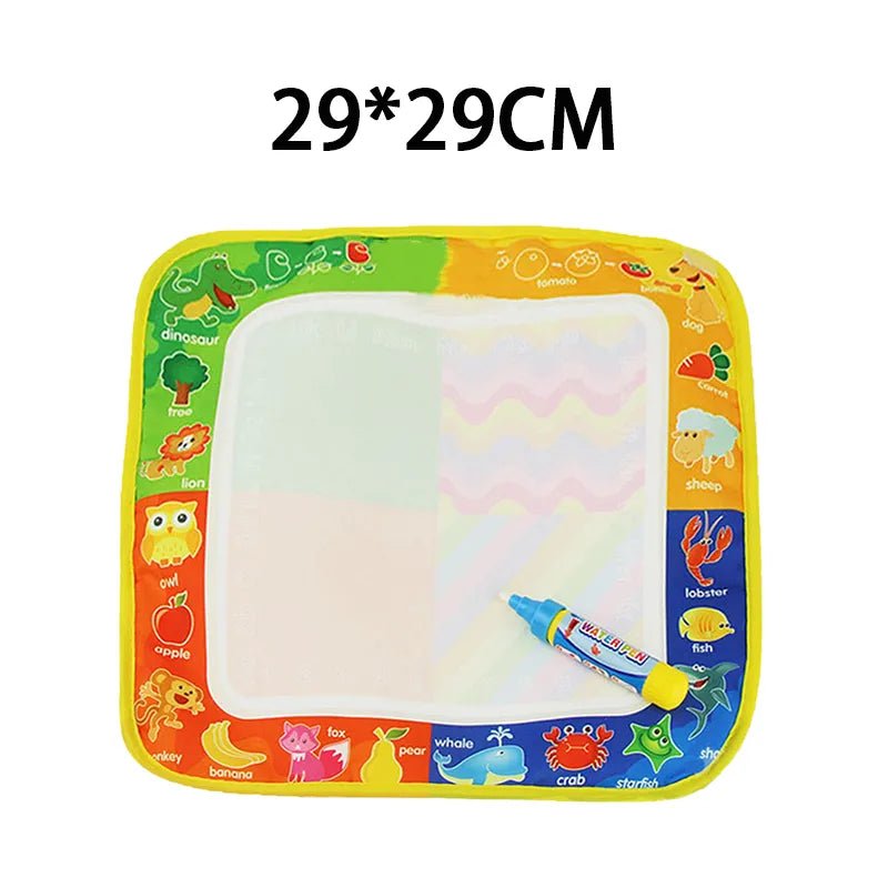 Magic Water Drawing Mat, colorful childrens drawing mat with a pen, for creative art and sensory play.