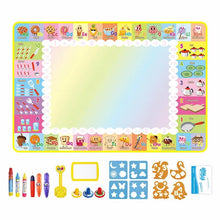 Magic Water Drawing Mat, colorful educational mat with various learning tools and characters, for reusable coloring and doodling play.
