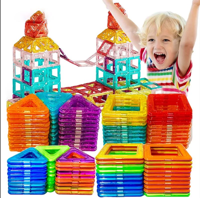 Magnetic Building Blocks, colorful magnetic building blocks, for STEM building and creative construction play.