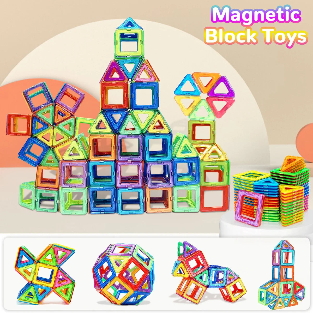 Magnetic Building Blocks, colorful magnetic block toys, for classroom and homeschool learning activities.