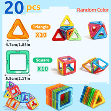 Magnetic Building Blocks, set of colorful magnetic building blocks with triangle and square shapes, for STEM building and creative construction play.