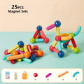Magnetic Building Sticks, colorful magnetic toy sets on a light blue surface, for classroom and homeschool activities.