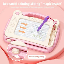 Magnetic Drawing Board, pink drawing board with eraser and writing tools, for travel-friendly quiet-time entertainment.