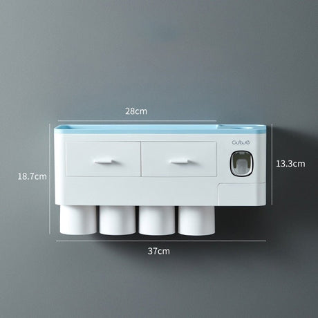 Wall-mounted toothbrush holder with dimensions.