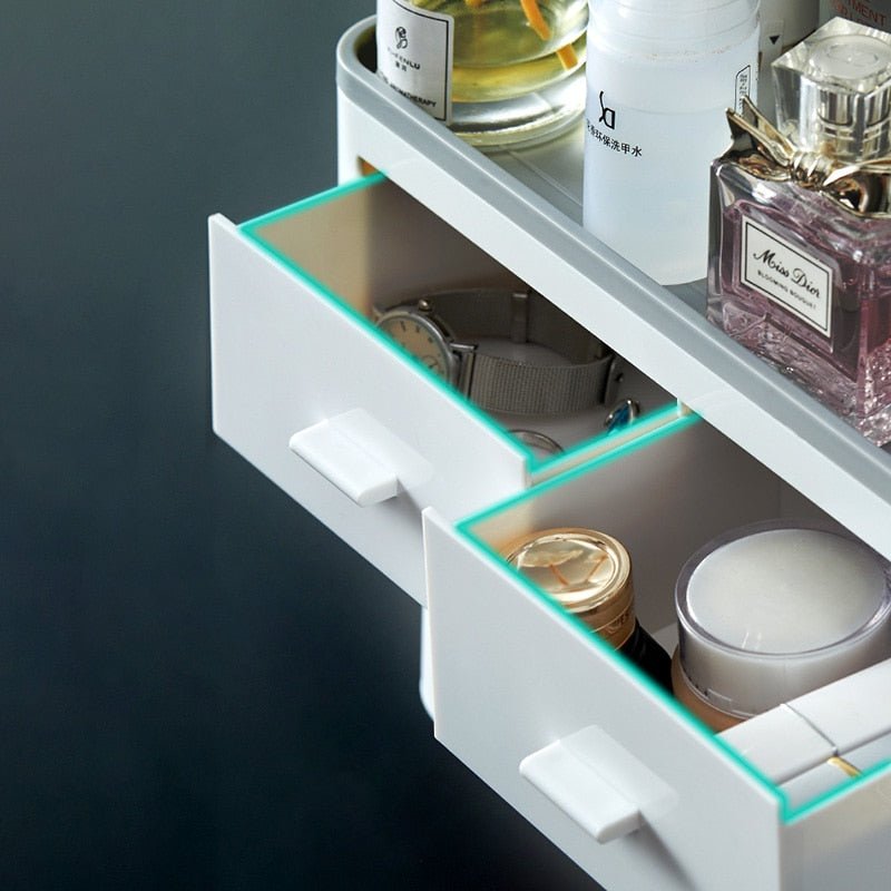 Magnetic adsorption toothbrush holder styled with bathroom storage for tidy everyday grooming.