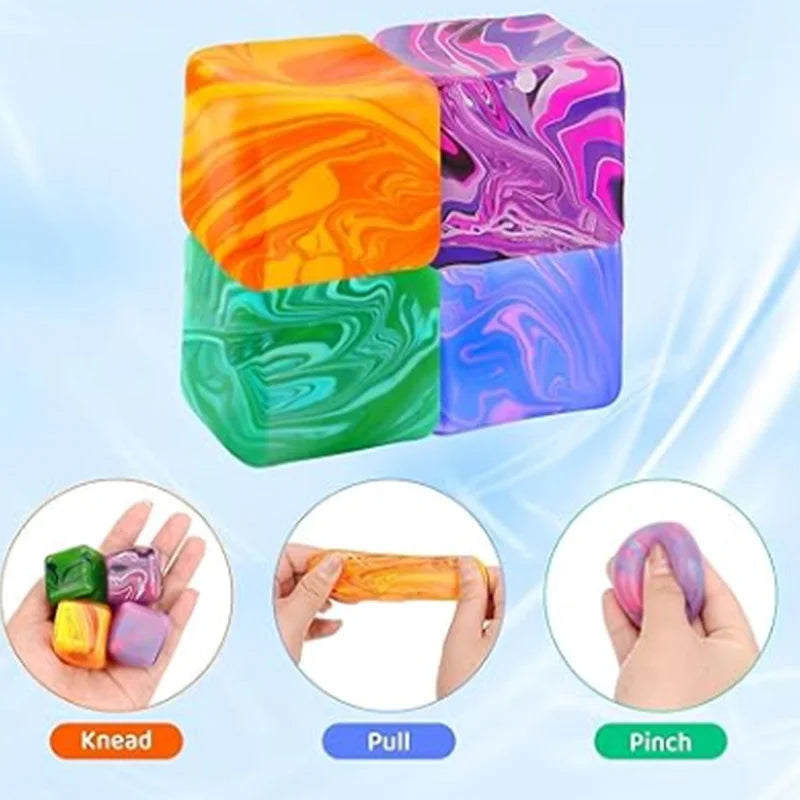 Colorful marbled clay blocks with instructions 