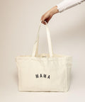 Beige tote bag with 'MAMA' text
