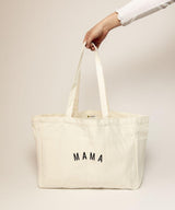Beige tote bag with 'MAMA' text