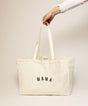 Beige tote bag with 'MAMA' text