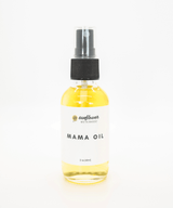 Bottle of Mama Oil with a yellow label 
