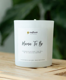 Mama To Be pregnancy announcement candle detail for expecting mom celebrations and keepsake gifting.