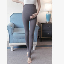 Maternity belly legging in gray with elastic waist for comfortable everyday pregnancy dressing.