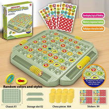Memory Flipped Fun board with parts list of chassis, two storage slots, 64 pieces and 4 sticker sheets