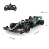 Model Formula 1 car with remote control and dimensions displayed