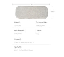 Elinfant gray microfiber diaper insert with size dimensions for choosing the right fit for cloth nappies.