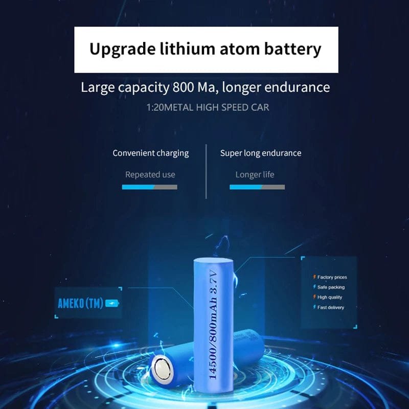 Lithium atom battery with charging and endurance features 
