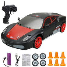 Toy car with remote control, battery, and accessories